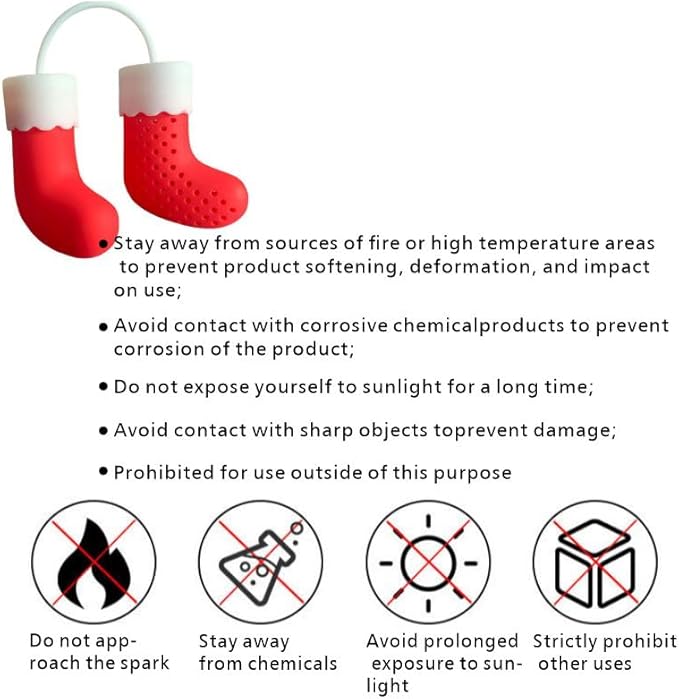 Silicone Tea Infuser, Red Christmas Stocking Design, Loose Leaf Tea Strainer, Steeper with Hanging Hook, Holiday Kitchen Accessory - Healthy, Safe, and Adorable Tea Strainer Companion - Bloomnest