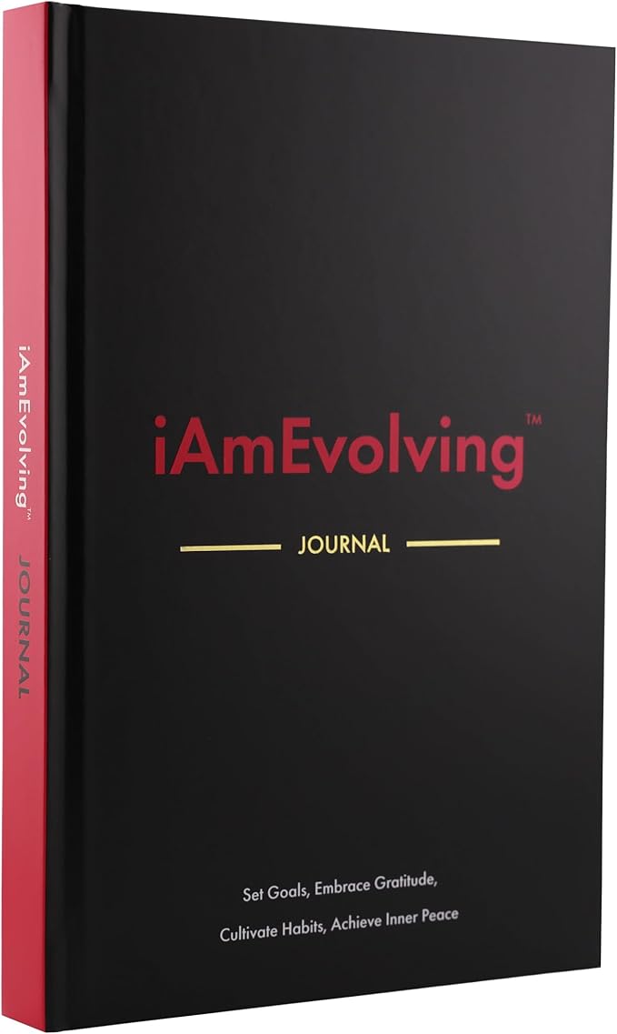 iAmEvolving Journal – Guided Gratitude & Goal Planner with Habit Tracker, Mindfulness Prompts & Daily Reflection | Undated 6-Month Self-Care & Wellness Notebook for Personal Growth (Black Cover) - Bloomnest