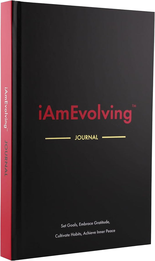 iAmEvolving Journal – Guided Gratitude & Goal Planner with Habit Tracker, Mindfulness Prompts & Daily Reflection | Undated 6-Month Self-Care & Wellness Notebook for Personal Growth (Black Cover) - Bloomnest
