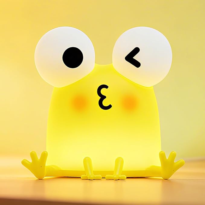 Frog Night Light for Kids, Cute Funny LED Squishy Novelty Animal Silicone Lamp, Dimmable/Timer Nursery Nightlight, Rechargeable Touch Bedside Lamp, Bedroom/Dorm Decor, Baby Boys Girls Gifts - Bloomnest