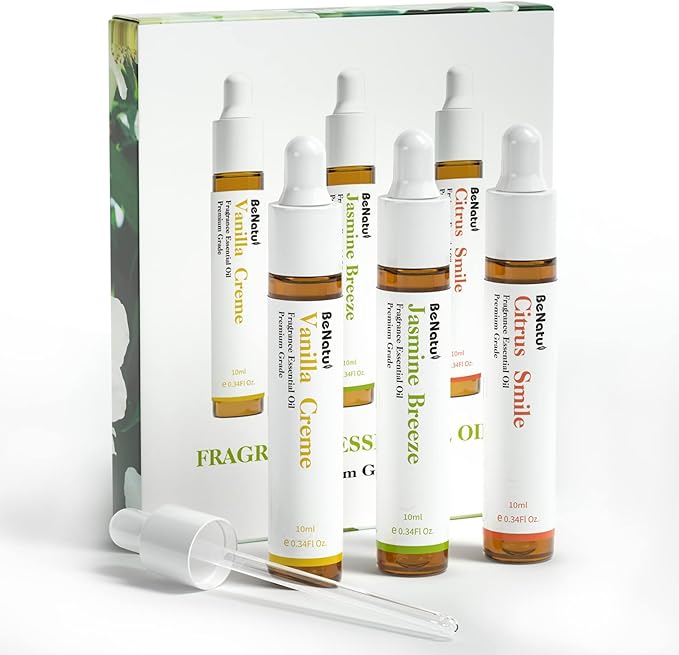Benatu Fragrance Essential Oils Set for Diffuser (Vanilla, Citrus, Jasmine Scents), Premium Natural Home Perfume Gift for Aromatherapy, Candle, Soap Making, Bath, Room, Car 3 Packs - Bloomnest