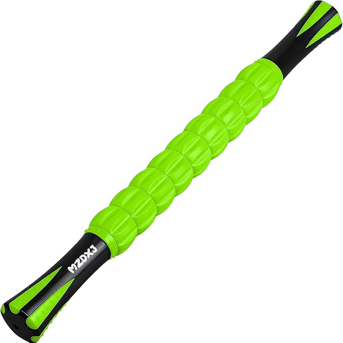 Muscle Roller & Massage Roller Stick for Athletes - Lymphatic Drainage Support, Relieves Muscle Soreness, Cramping & Tightness - Targets Legs, Arms, Back & Calves （Green - 18inch） - Bloomnest