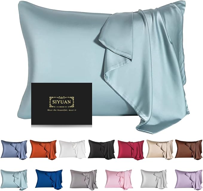 Mulberry Silk Pillowcase for Hair and Skin,Standard Size Cooling Silk Pillow Case with Hidden Zipper,Allergen Proof Dual Sides Soft Breathable Smooth Silk Pillow Cover for Women(King,Aqua Blue) - Bloomnest