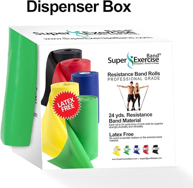 Resistance Band for Working Out - 8,16,24 Yard Resistance Bands Bulk Rolls - 10 Strengths in Light Medium and Heavy Exercise Bands - Latex Free Workout Bands Including iPhone App and e-Book - Bloomnest