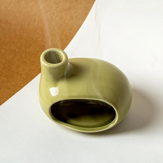 Palo Santo Holder Burner - Modern Chiminea Incense Dish for Palo Santo Sticks and Cones - Ceramic Meditation Gift with Natural Polished Surface - Perfect for Yoga, Aromatherapy - Bloomnest