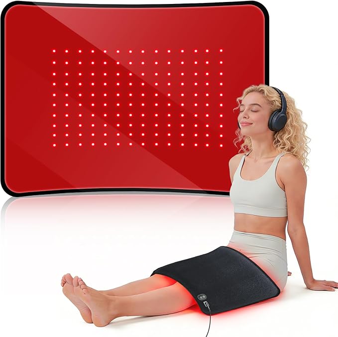 140 LEDs Red Light Therapy Mat for Full Body, 18.5" x 14" TPU Infrared Light Therapy, 3-in-1 LEDs (660nm & 850nm) Premium Foldable Mat with Timer Controller & Pulse Modes for Home Use, 24W