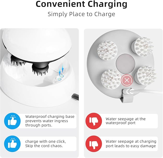 Electric Scalp Massager, EMS Stimulation Head Massager with Mutlti-Modes Vibration & Waterproof, Held Portable Head Scratcher Massager for Hair Growth, Deep Clean and Stress Relax Bloomnest