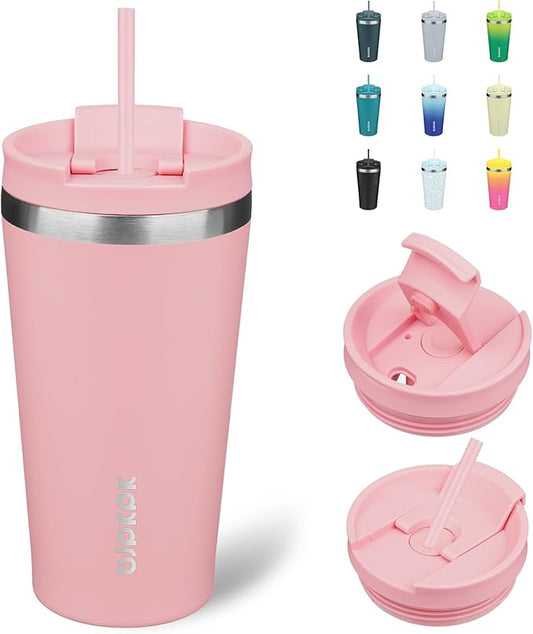 BJPKPK 18oz Tumbler With lid And Straw Stainless Steel Travel Coffee Mug Insulated Tumblers Cups,Light Pink - Bloomnest