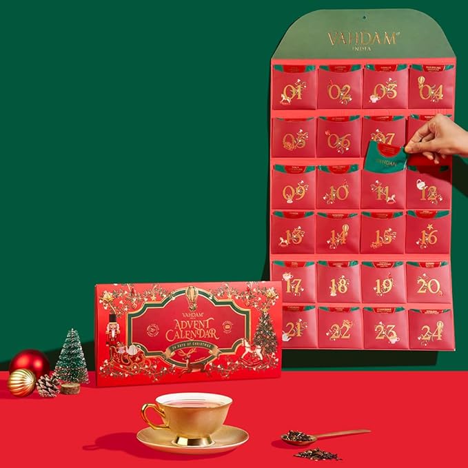 Limited Edition - Advent Calendar 2025 Folding Gift Box | 24 Unique Loose Leaf Teas - Holiday Gift Pack | Christmas Advent Calendar 2025 for Adults, Advent Calendar 2025 Adult Women and Men | VAHDAM - Bloomnest