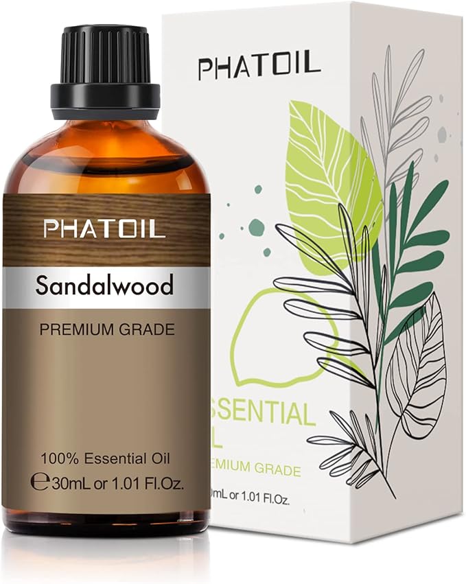 Sandalwood Essential Oil, 1.01Fl.Oz (30ML) PHATOIL Pure Essential Oil Singles for Aromatherapy Diffusers, Humidifiers, Great for DIY Candle and Soap Making, Gift for Friend - Bloomnest