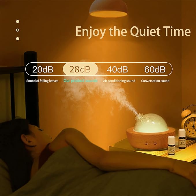 Glass Essential Oil Diffuser with Real Wood Base, 180ml Aromatherapy Diffuser with 2 Mist Modes, 7 Colors LED Light Ultrasonic Cool Mist Humidifier for Home and Office Bloomnest
