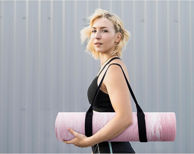 UMINEUX Extra Thick Yoga Mat, 2/5 Inch (10MM), Natural Rubber and TPE Non Slip Yoga Mats with Strap for Women Men, Eco Friendly Exercise Mat for Yoga, Pilates and Home Workout - Bloomnest