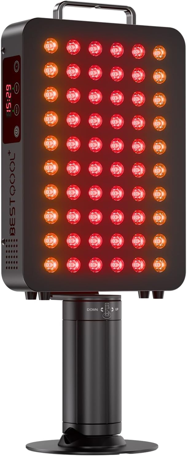 BestQool Red Light Therapy, 6 Wavelengths Infrared Light Therapy with Stand, Elite Grade 60 LED Dual Chip Red Light Therapy for Face, Body, Infrared and Red Light Therapy Panel, Red Light Lamp, 140W