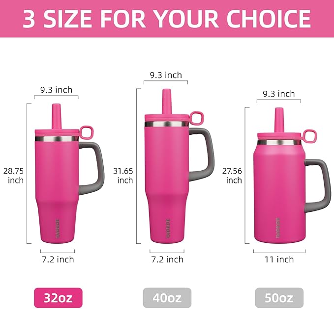BJPKPK 32oz Stainless Steel Insulated Tumbler with Handle and Straw Travel Coffee Mug Thermal Cups with Lid,Barbie Pink - Bloomnest