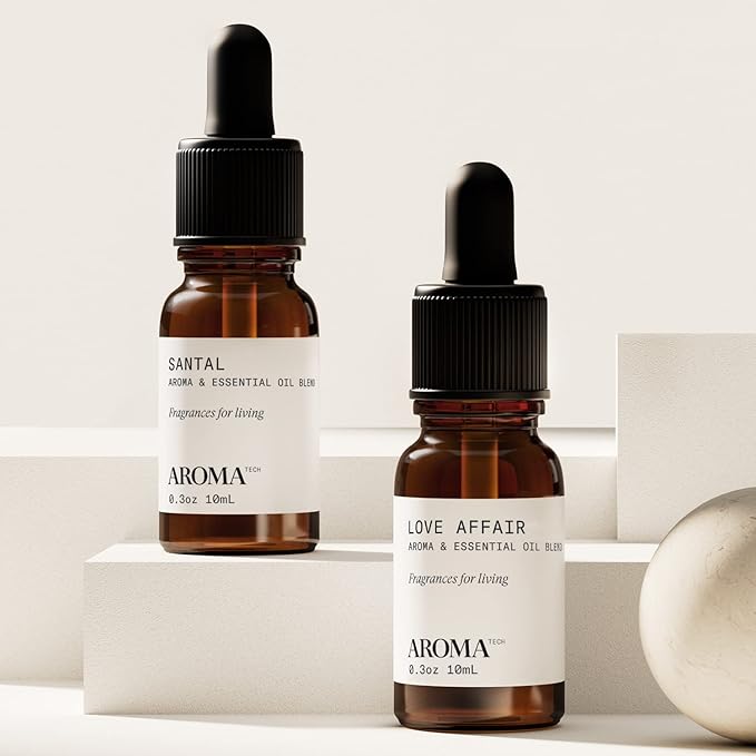 AromaTech Santal & Love Affair Set | Aroma Diffuser Essential Oils Blend of Santal Cardamom, Papyrus, Musk | Love Affair Jasmin, Saffron, Cedar, Ambergris - 10 Milliliter - Bloomnest