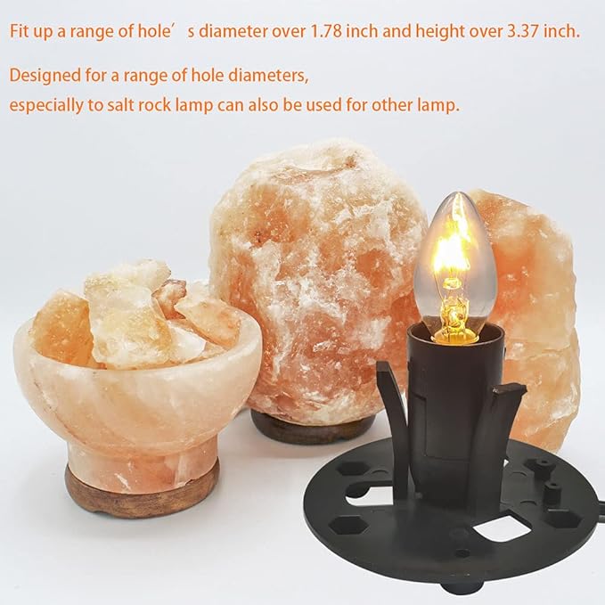 Himalayan Salt Lamp Cord with Dimmer Switch and Bulbs, 6FT Original Replacement Cord with Base Assembly 3.35 Inches, 6-Pack 15 Watt E12 Halogen Salt Lamp Bulbs for Salt Rock Lamp