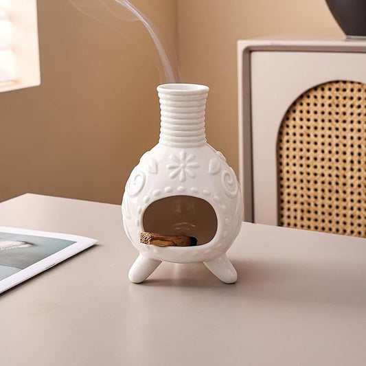 Ceramic Palo Santo Holder - Small Chiminea Incense Burner for Meditation, Energy Cleansing, | Palo Santo Holder for lncense Burner,Candle,Sage Burner | lder Gifts for Meditation & Yoga JialanGulong