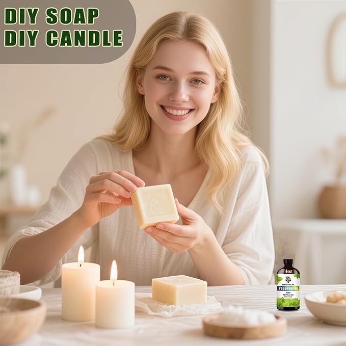 Peppermint Essential Oil (4 oz/120 ml) — Peppermint Oils for Aromatherapy, diffusers, humidifiers, Home fragrances, DIY Skincare, soap Making, DIY Candle, Relaxation, Yoga, and Meditation - Bloomnest