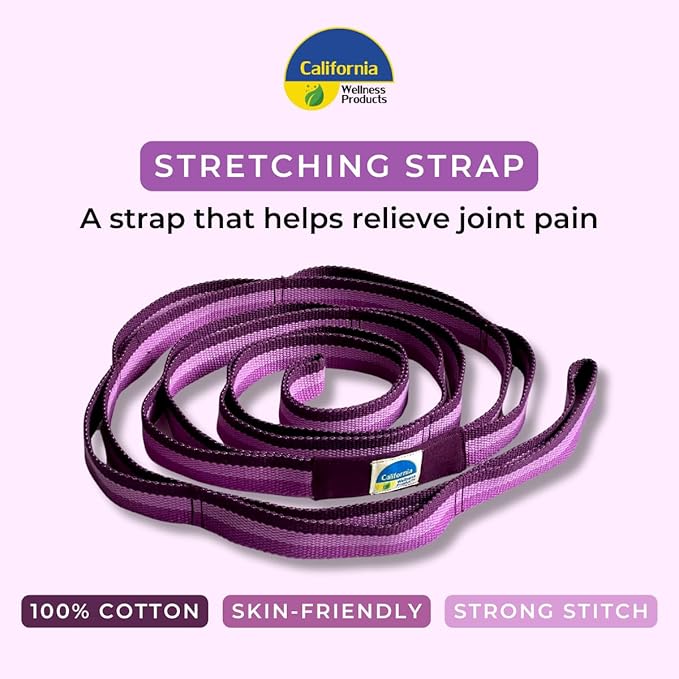 California Yoga Strap | Yoga Belt with Loops | 12 Multi Loop & Non-Elastic | Stretching Strap | Gym Workout & Exercise Bands | Physical Therapy | Improves Sitting Posture for Women & Men - Bloomnest