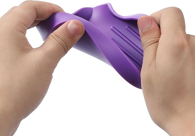 Silicone Bathroom Soap Dishes with Drain Spout-Bathroom and Kitchen Sink Organizer,Sponge Holder,Dish Soap Tray,Perfect for Dispenser,Scrubber,Bottle,Cup on Sink or Counter-Purple 4.9"×3.2" - Bloomnest