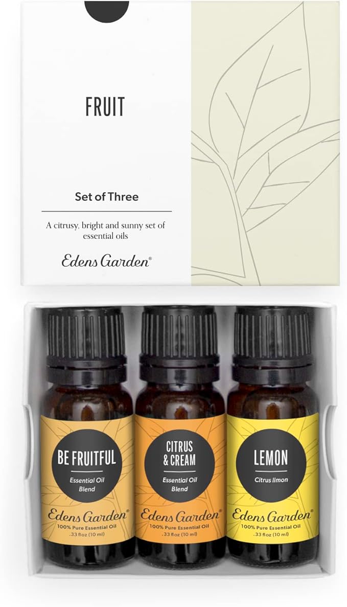 Edens Garden Fruit Essential Oils 3 Set – 100% Pure Therapeutic Grade Aromatherapy Oil & Blends: Be Fruitful, Citrus Cream & Lemon Oil – No Fragrance Oils & Natural - For Home Diffusers, 10 ml/ 3 Pack - Bloomnest