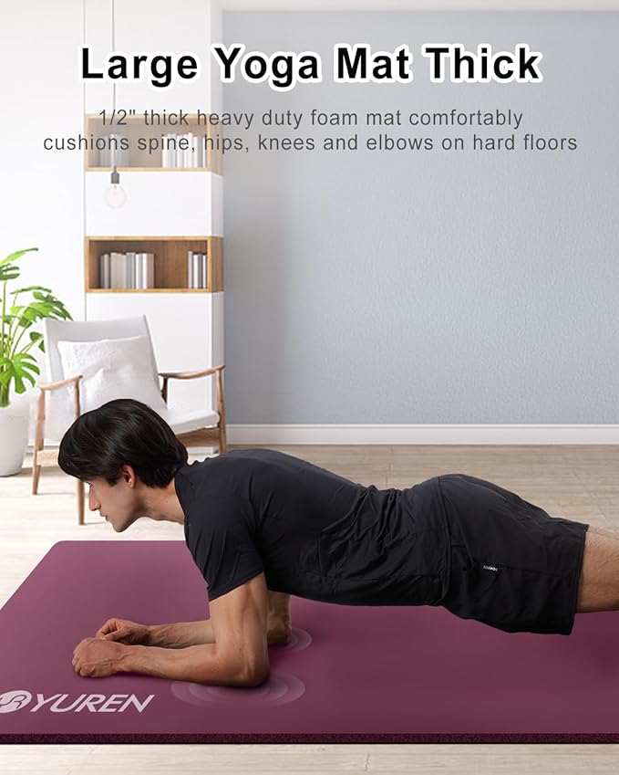 Yoga Mat Thick Wide Yoga Mats for Women Men Large Exercise Mat 78"x35" 1/2 Inch Workout Mat for Home Gym, with Carrying Yoga Bag