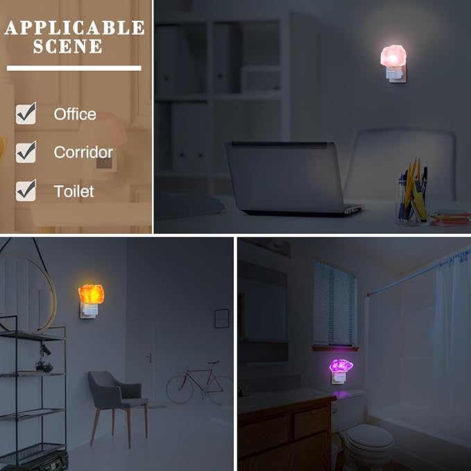 3 Pack Himalayan Salt Lamp Night Light Crystal Night Light Lamp Plug in Rotatable Wall Purifier Made of Natural Salt Stone Sea for Home - Bloomnest
