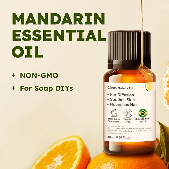 KUKKA Mandarin Essential Oils - 0.34 Fl Oz - for Hair, Skin, Diffuser, Aromatherapy & DIY Soap Making Scent - Bloomnest