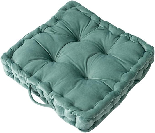 Square Floor Cushion, 15" Soft Velvet Floor Seating Pillow Cushion with Handle Thicken Decorative Floor Cushion for Yoga Living Room Balcony Outdoor Bedroom Tatami, Light Green - Bloomnest