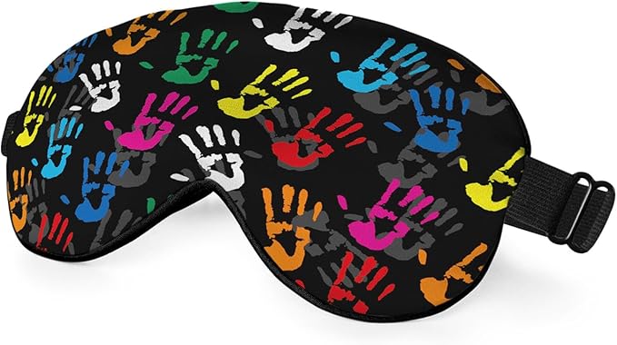 Colorful Hands Eye Mask Sleeping Mask Funny Palm Halloween Sleep Masks Silky Soft Eye Cover for Women Men Shading Blindfold for Air Travel Sleeping - Bloomnest