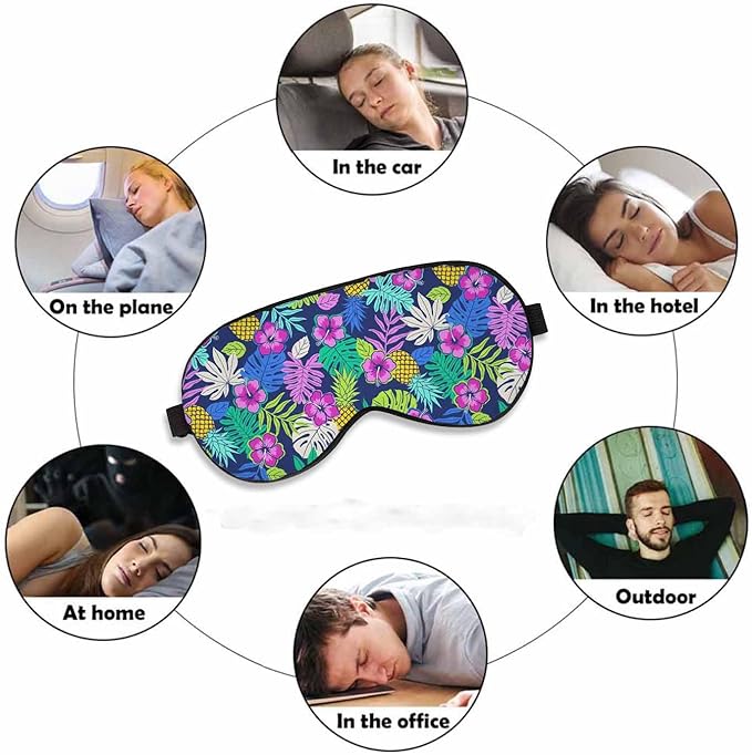 Hibiscus Pineapple Sleep Eye Mask Tropical Leaf Summer Holidays Men Women Sleep Mask with Adjustable Strap Eye Cover Eye Shade for Travel, Nap,Meditation - Bloomnest
