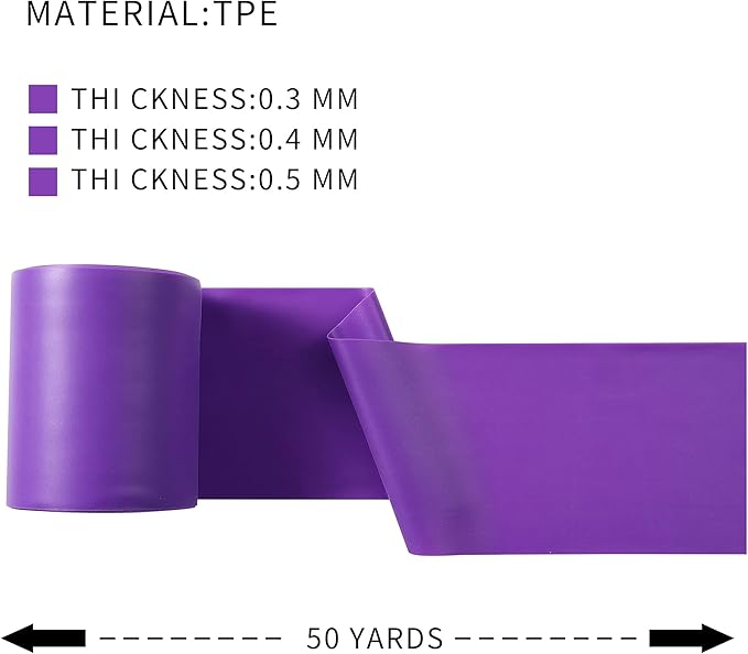 Resistance Band 50 Yards Elastic Exercise Fitness Band Roll for Home Training, Physical Therapy, and Yoga (0.3 mm), Purple - Bloomnest