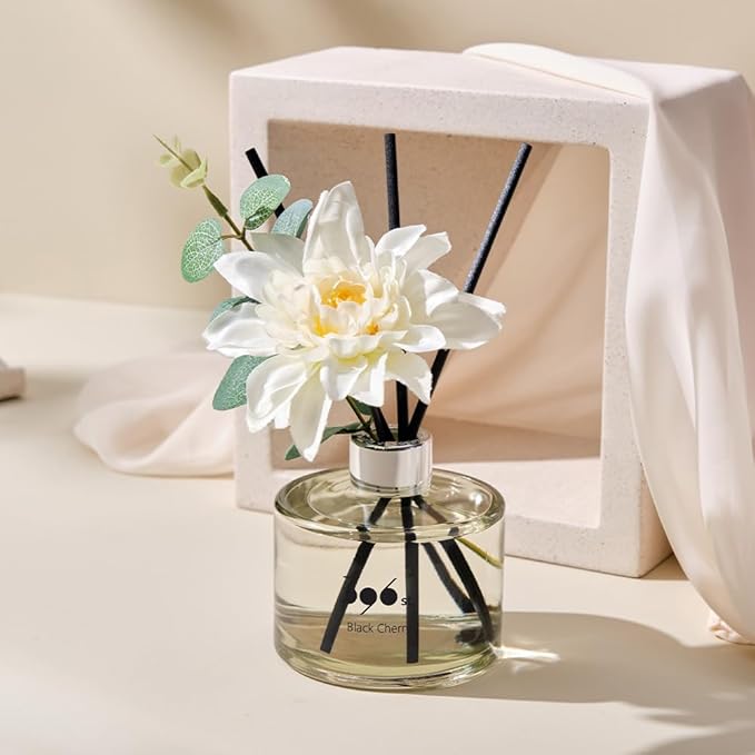 396 st. Dahlia Flower Reed Diffuser, Baby Powder, 200ml(6.7oz) / Reed Diffuser Sets, Home Fragrance, Scented Oils, Home & Bathroom Décor