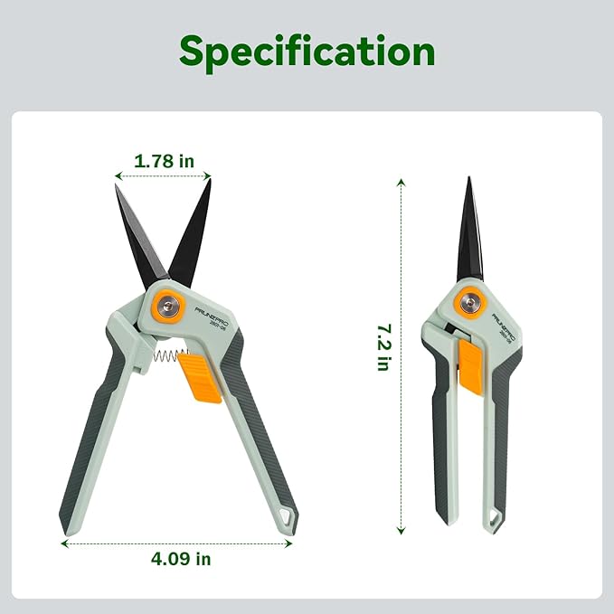PrunePro Garden Scissors Pruning Shears Sharp Stainless Steel Non-Stick Teflon Coating Blade for Precise Cuts Garden Snip Bonsai Clippers for Plants Rose Flower - Bloomnest