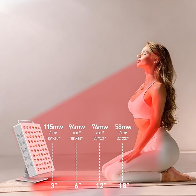 Red Light Therapy Panel 5 Wavement 60 Dual Chip LEDs 630+660+810+830+850nm Red and Near Infrared Lamp Therapy Device 100W with Timer & Stand for Body Pain Relief Face Skin Health Sleep White Bloomnest