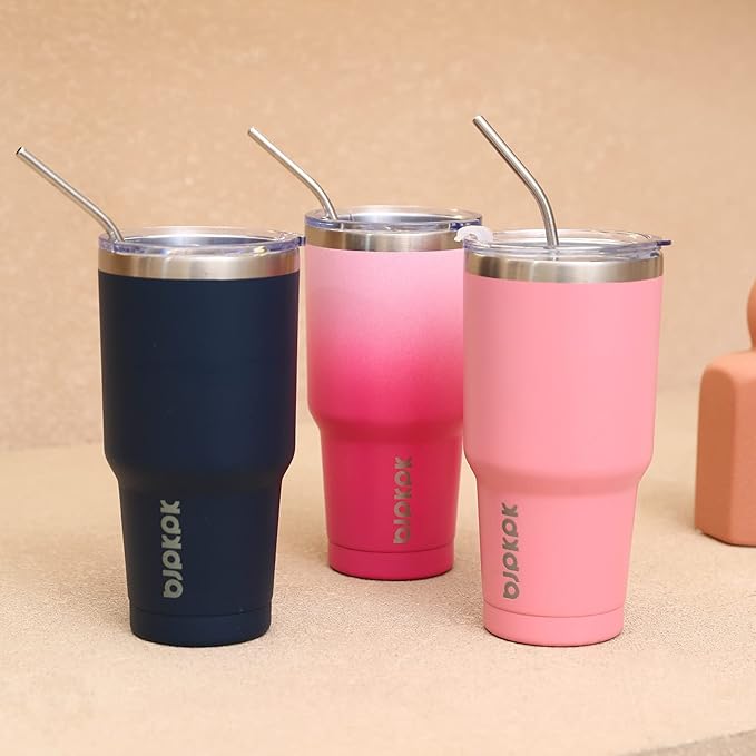 BJPKPK 30oz Color Block Tumbler With Lid And Straw,Stainless Steel Double Wall Vacuum Insulated Tumblers,Ocean Dream - Bloomnest