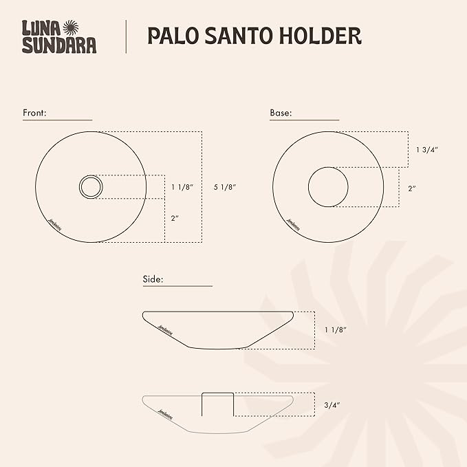 Palo Santo Holder with 5 Sticks - Luna Sundara Handmade Ceramic Incense Burner - Apricot Chulucanas Pottery from Peru - Smudge Bowl for Sage - Aromatherapy Gift Set LunaSundara