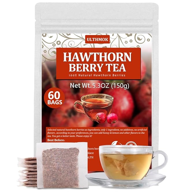 Premium 60 Hawthorn Berry Tea Bags, Made with 100% Natural Hawthorn Berries, Aid Digestion & Provide Antioxidants, No Additives & Caffeine Free. - Bloomnest