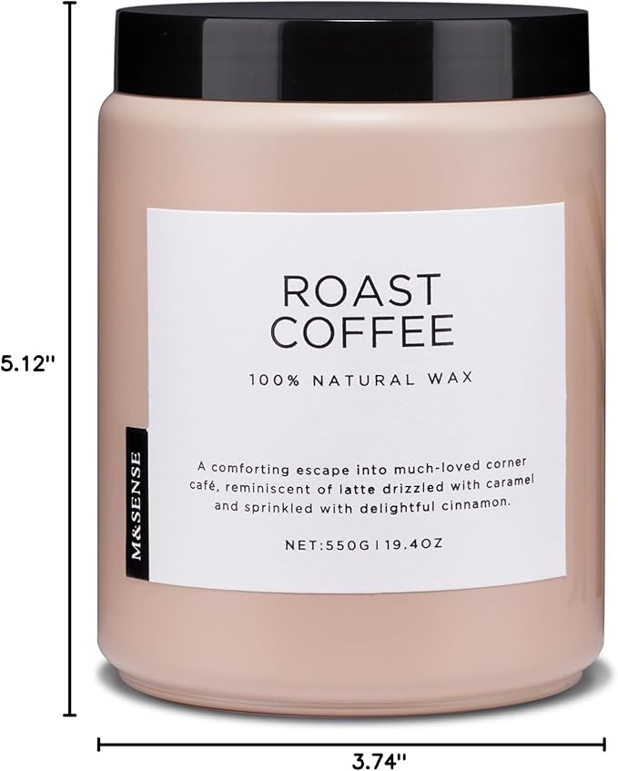 M&SENSE Coffee Candles Scented Strong, 2 Wick Jar Candle 19.4oz, 110 Hours Burning Time, Organic Natural Soy Wax Candle for Bedroom Kitchen Home Decor, Housewarming Gift for Men and Women - Bloomnest