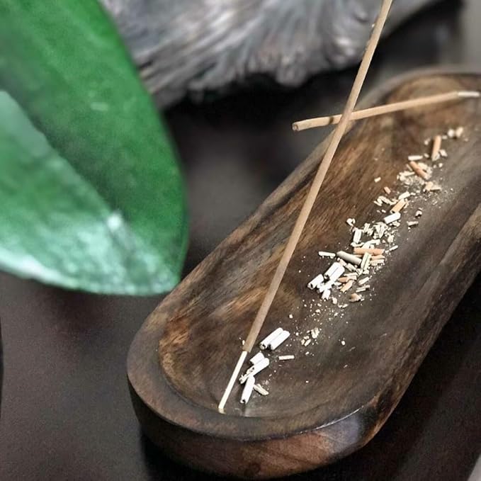 Wood Double Incense Sticks Holder Burner - Large Ash Catcher Handmade Home Decor - Bloomnest