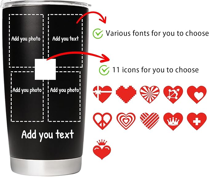 Personalized Tumbler with Pictures Text, Custom Photo Stainless Steel Coffee Tumbler, Coffee Travel Mug Cup 20 Oz Custom Gifts for Fathers Day Christmas Birthday for Dad Mom Kids - Bloomnest