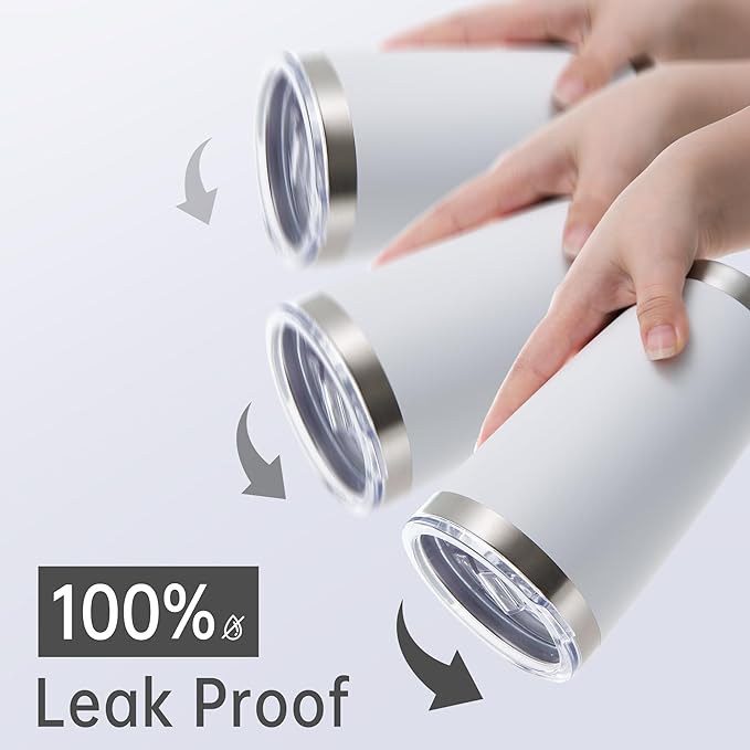 20 oz Tumblers Bulk Stainless Steel Tumbler with Lid Double Wall Vacuum Insulated Coffee Mug 20oz Powder Coated Cup for Hot and Cold Drinks, White, 12 pack - Bloomnest