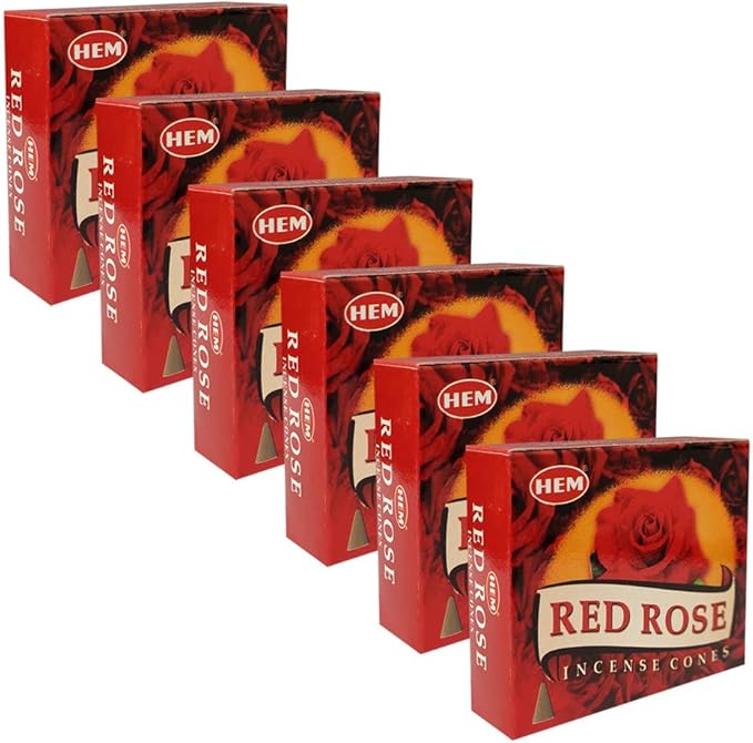 TRUMIRI Incense Cone Holder Bundle with Hem Red Rose Incense Cones - Pack of 6 (Approx 60 Cones) TRUMIRI