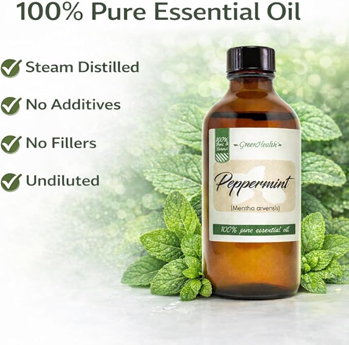 Peppermint Essential Oil - 4 fl oz - 100% Pure Essential Oil - GreenHealth Greenals