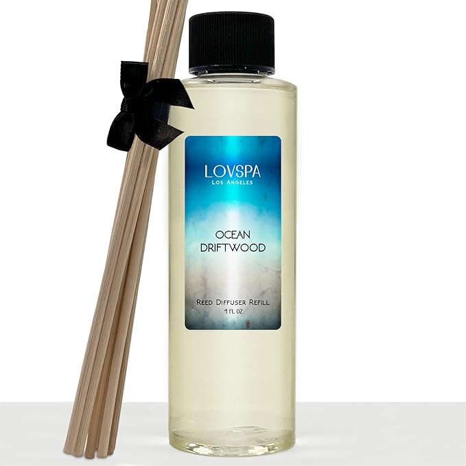 LOVSPA Ocean Driftwood Diffuser Oil - Luxury Essential Oils for Diffuser Refill & Air Freshener Room Spray - Long-Lasting & Natural Home Fragrance, Scented Oil for Diffusers, USA Made, 4oz - Bloomnest