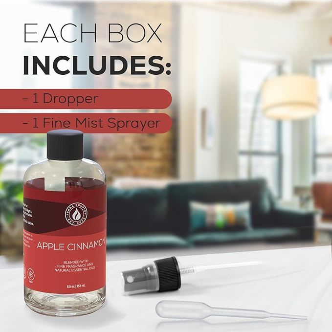 Aroma Country Apple Cinnamon Diffuser Oil - Luxury Essential Oils for Diffuser Refill & Air Freshener Room Spray - Long-Lasting & Natural Home Fragrance, Apple Cinnamon Scented Oil (8.5 Fl. oz) AromaCountry