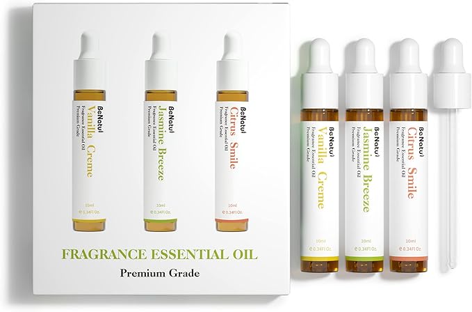 Benatu Fragrance Essential Oils Set for Diffuser (Vanilla, Citrus, Jasmine Scents), Premium Natural Home Perfume Gift for Aromatherapy, Candle, Soap Making, Bath, Room, Car 3 Packs - Bloomnest
