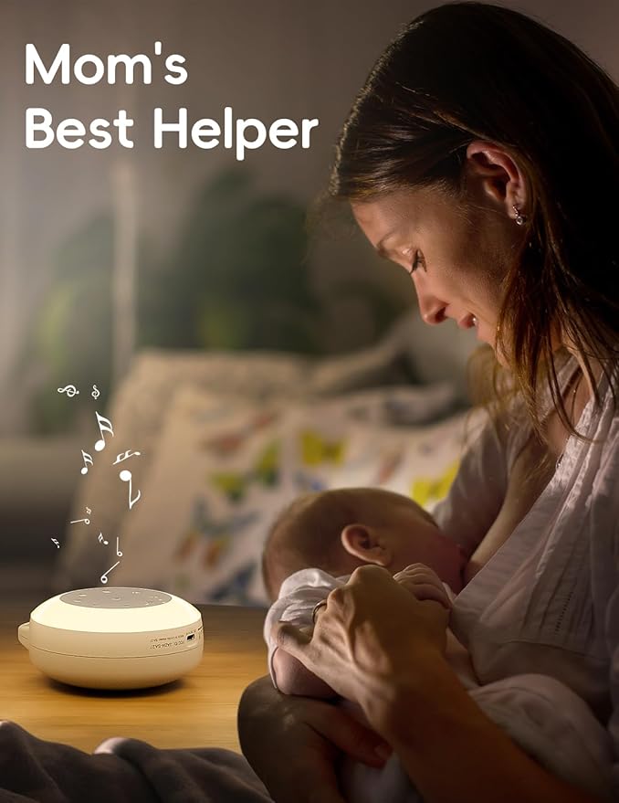 b&h Portable White Noise Machine with Night Light - Sound Machine for Baby, Bluetooth Speaker, 24 Soothing Sounds, 9 Colors Light, Timer, Rechargeable Sleep Machine for Home and Travel - Bloomnest