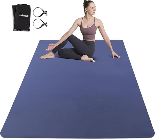 UMINEUX Large Yoga Mat for Men and Women 1/4 & 2/5 Inch Extra Thick TPE Fitness Mat for Home Gym Workout, Non-Slip, Eco Friendly Exercise Mat for Yoga, Pilates, Stretching, Meditation