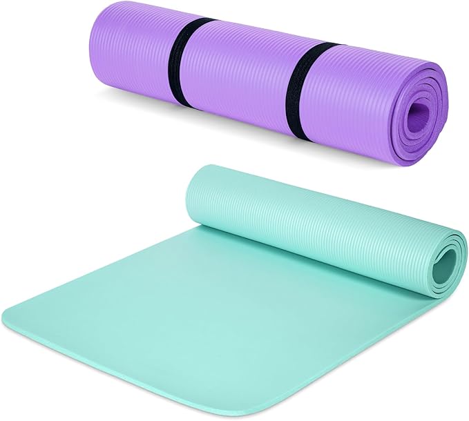 Woanger 2 Pack Yoga Mats (72x24) 3/8 Inch Thick Exercise Yoga Mat for Home Workout with Strap Non Slip Pilates Gym Supplies for Women Men - Bloomnest